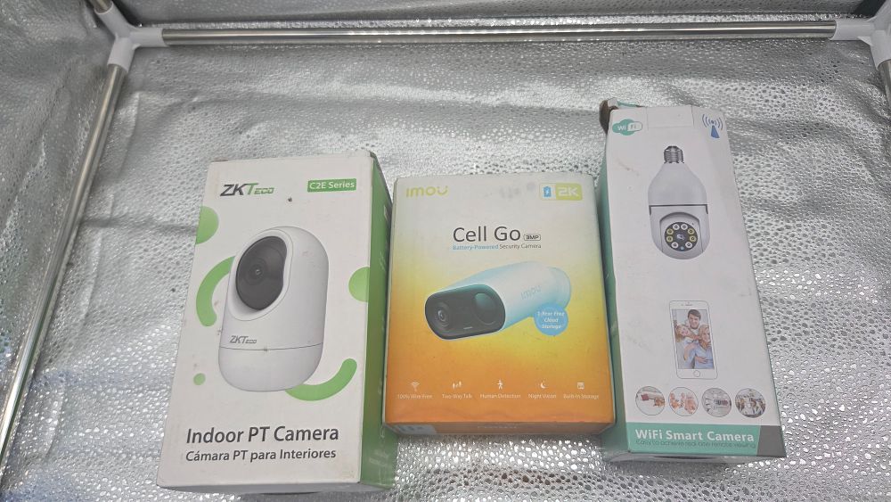 Lot 315 – A Trio of Boxed Smart Home Security Cameras Including ZKTeco and Imou Models