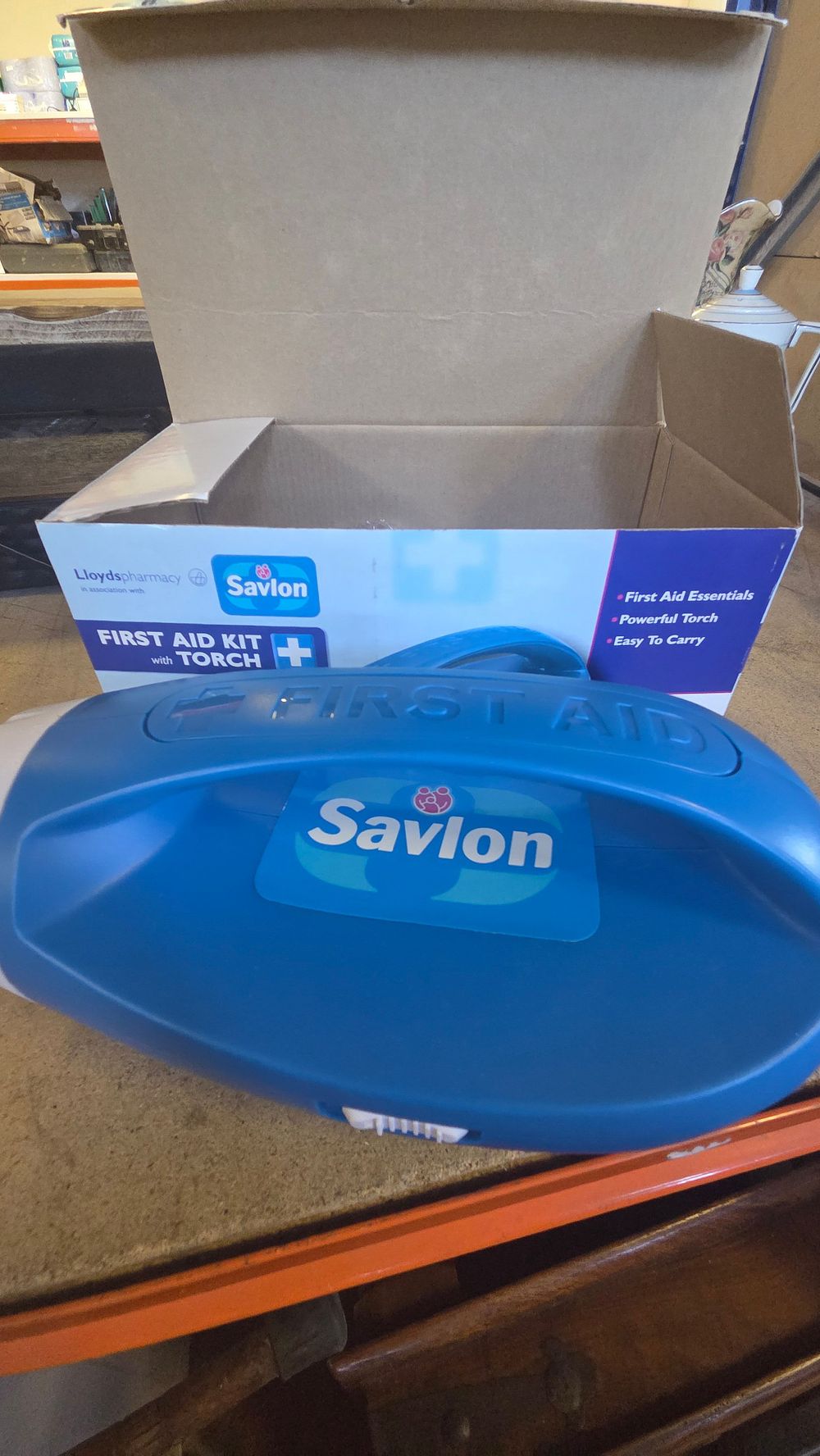 Lot 342 – A Lloydspharmacy and Savlon First Aid Kit with Integrated Torch
