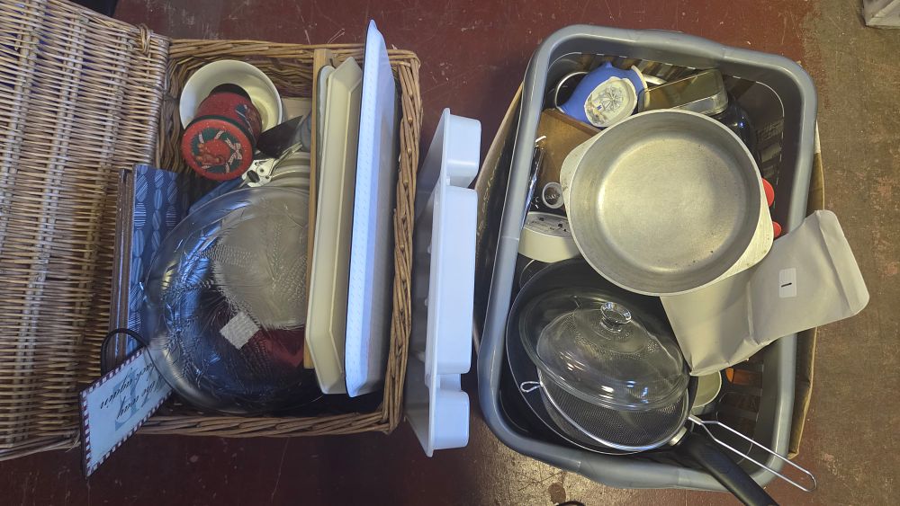 Lot 349 – Two Boxes of Assorted Kitchenware and Household Effects