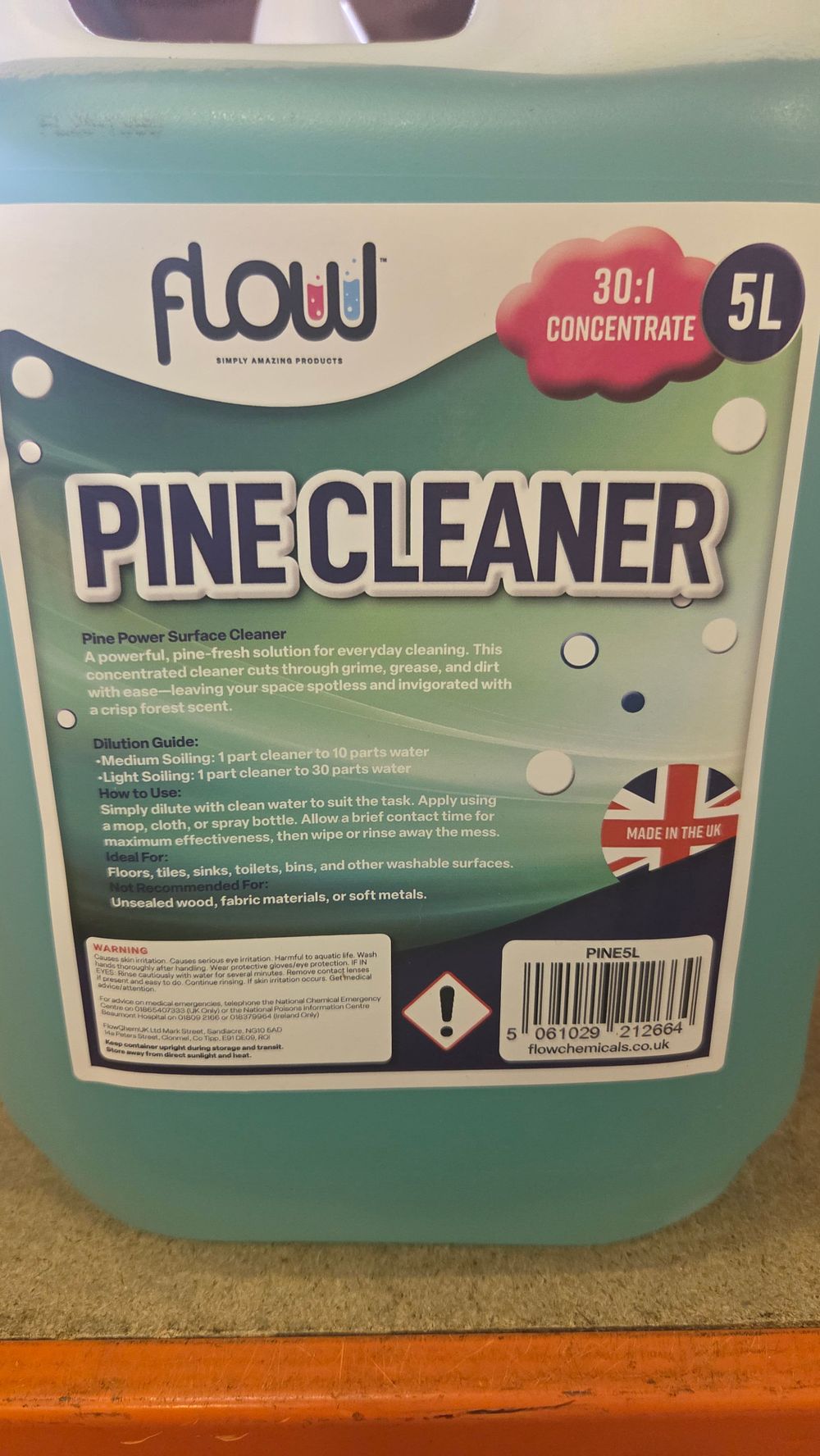 Lot 237 – Flow Pine Cleaner 30:1 Concentrate 5 Litre