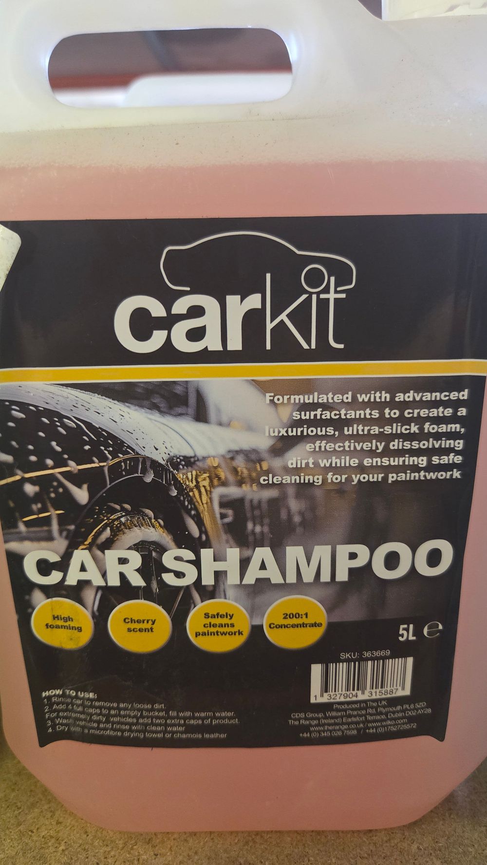 Lot 242 – Carkit Concentrated Cherry Scented Car Shampoo, 5 Litres