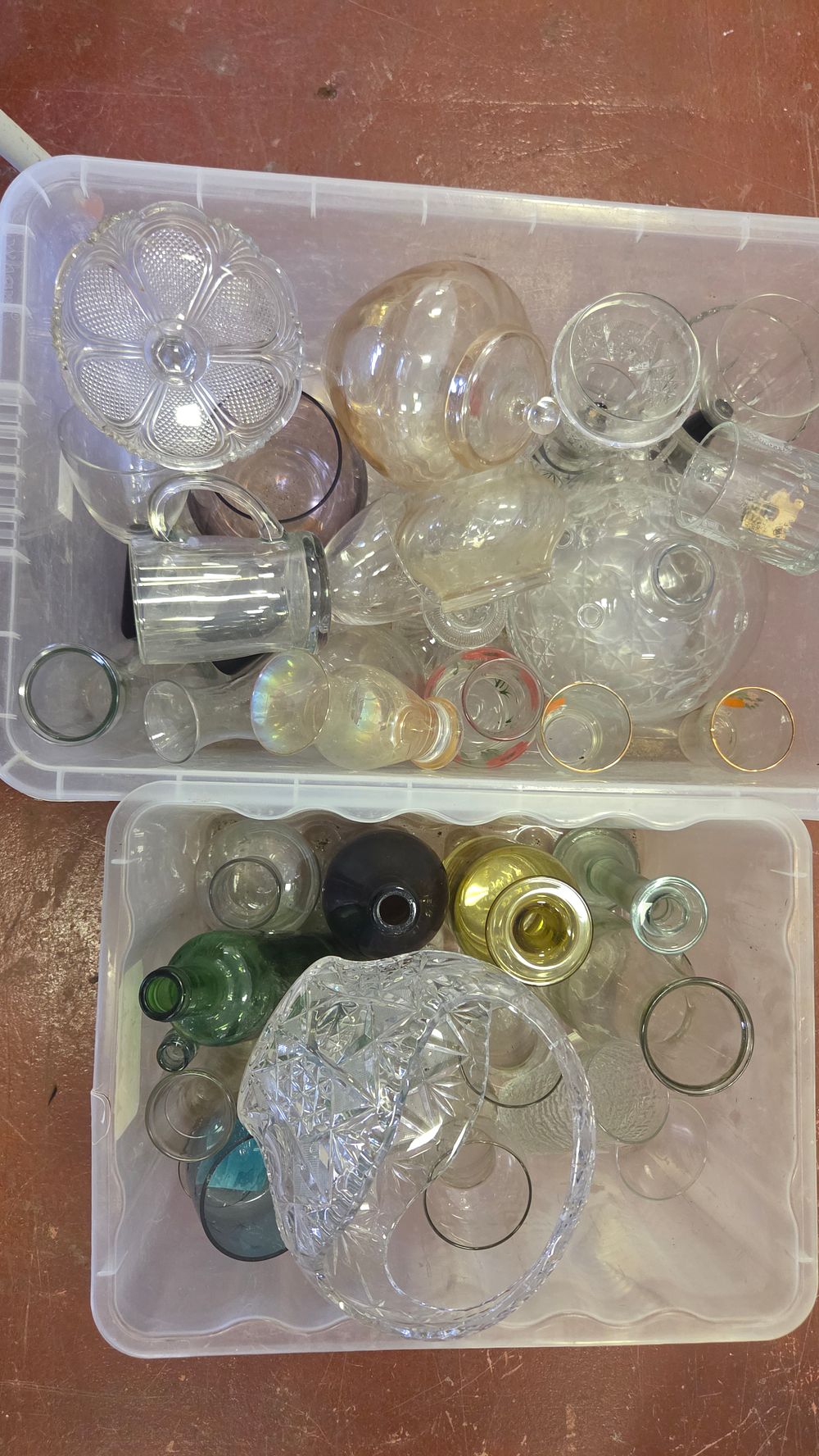 Lot 276 – Two Boxes of Mixed Glassware including Cut Crystal, Lustreware, and Tableware