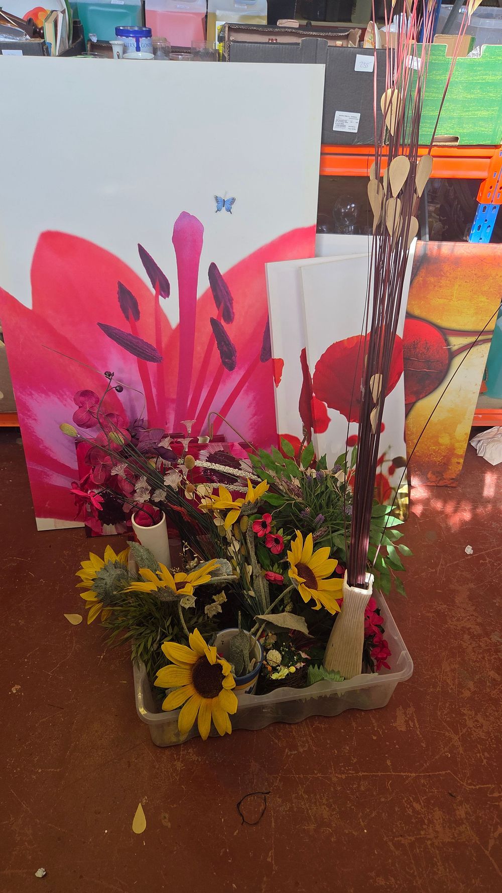 Lot 362 – A Collection of Floral-Themed Decorative Prints and Artificial Floral Arrangements