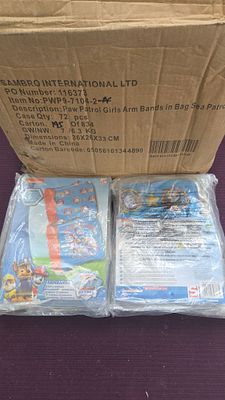 A Case of 72 Units of Sambro Paw Patrol Sea Patrol Childrens Swimming Armbands