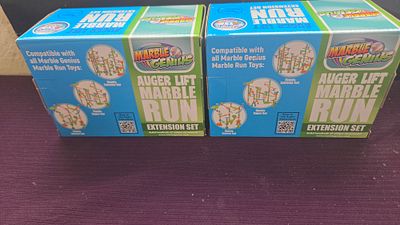 A Pair of Marble Genius Auger Lift Marble Run Extension Sets