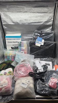An Assortment of New Consumer Goods Including Electronics Accessories, Craft Supplies, and 