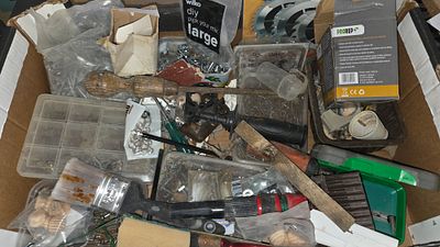 An Assortment of Mixed DIY Tools, Hardware, and Workshop Sundries