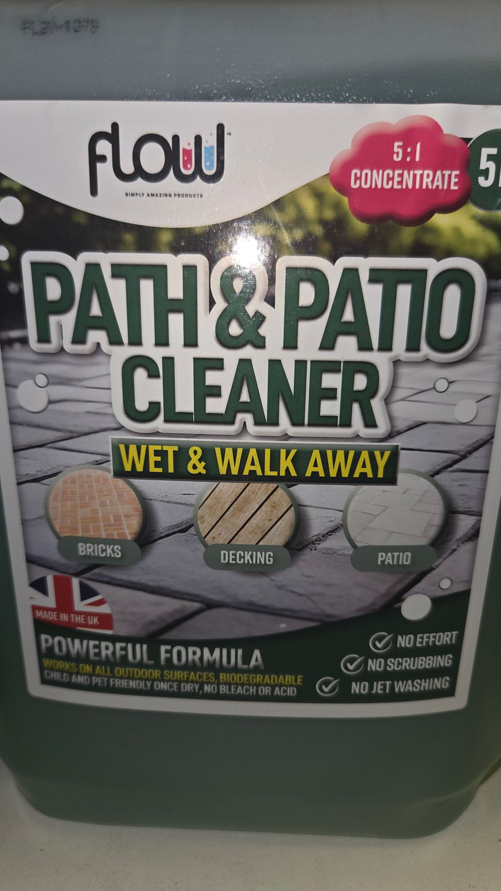 Lot 242 – One 5-Litre Container of Flow Path & Patio Cleaner 5:1 Concentrate