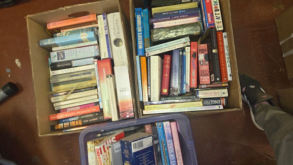 Lot 253 – Three Boxes of Books including Modern Fiction, Non-Fiction, and Reference Works