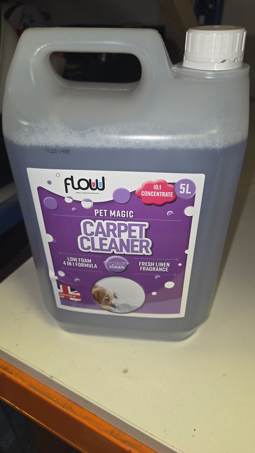 Lot 309 – Flow Pet Magic Carpet Cleaner 10:1 Concentrate Fresh Linen Fragrance 5 Litre