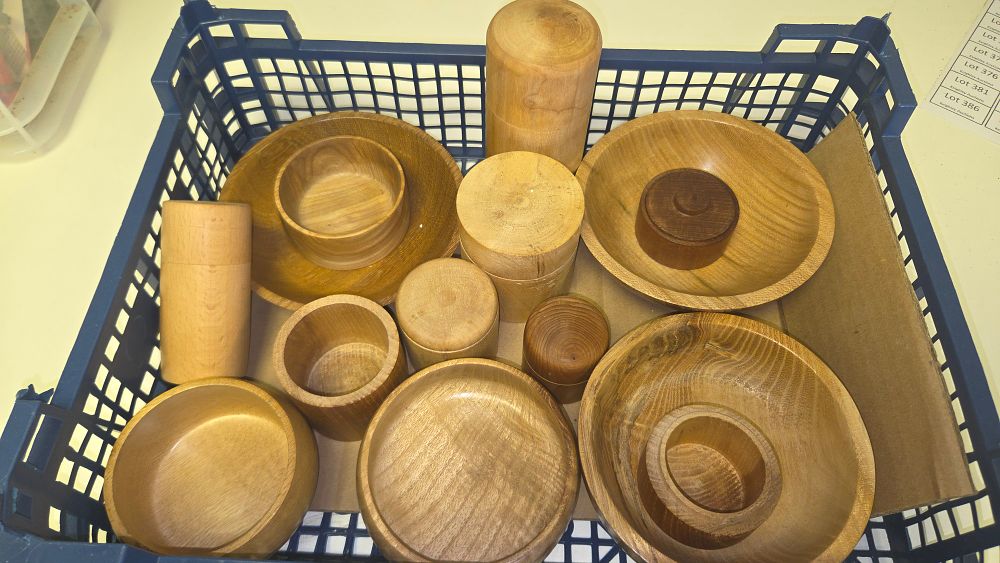 Lot 334 – A Collection of Hand-turned Wooden Bowls and Lidded Vessels