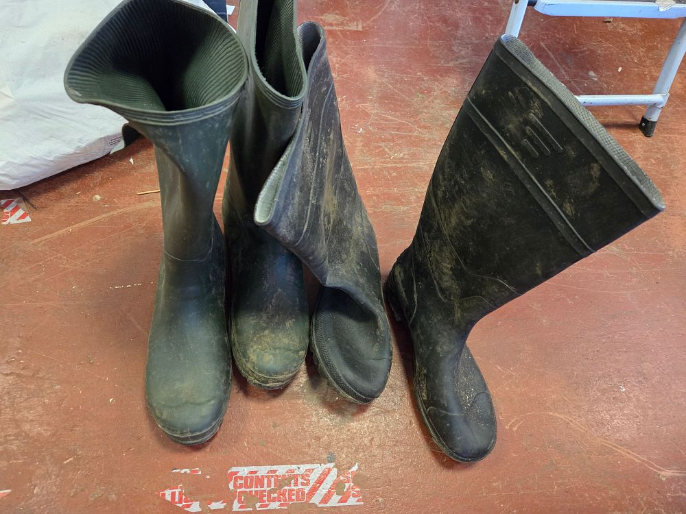 Lot 411 – Two Pairs of Black Rubber Wellington Boots Sizes 9 and12