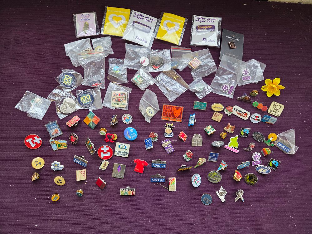 Lot 602 – A Collection of British Charity, Political, and Commemorative Enamel Lapel Pins