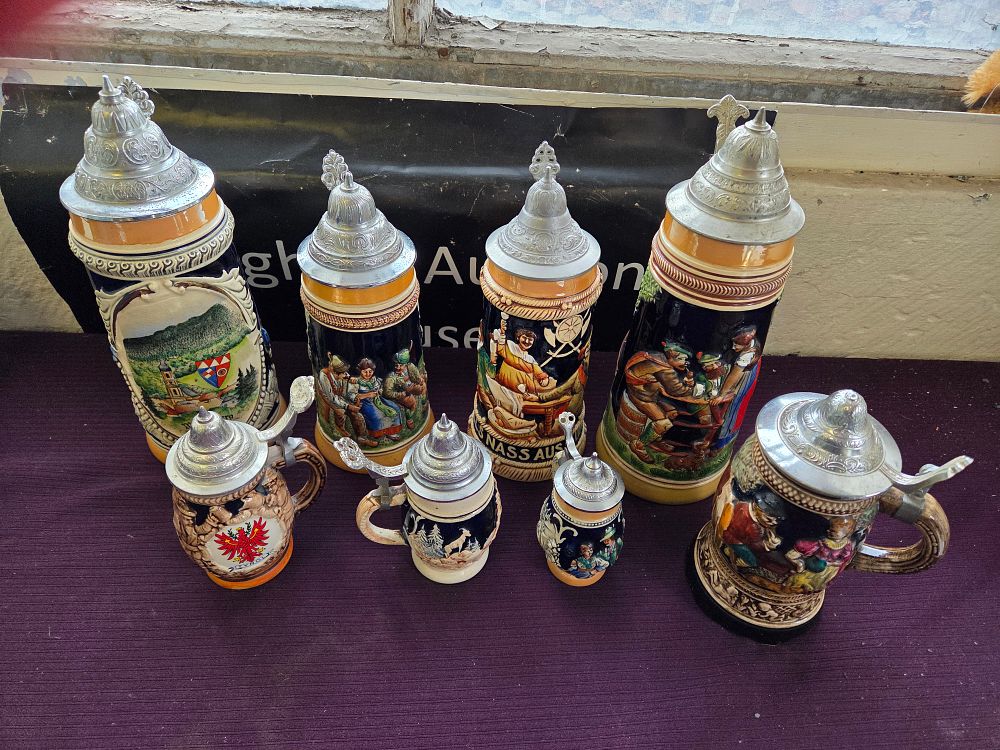 Lot 613 – A Collection of Eight Traditional German and Austrian Lidded Beer Steins