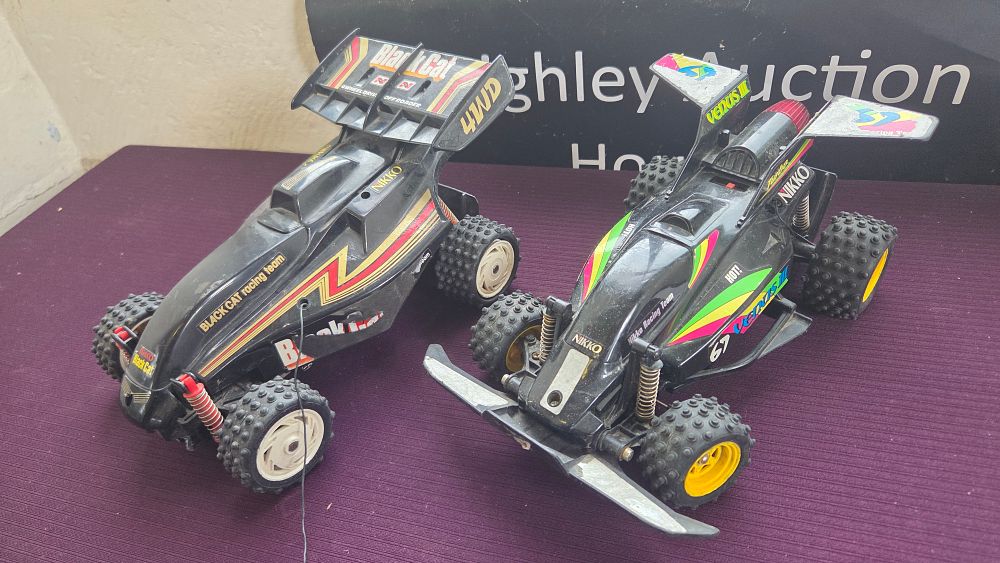 Lot 239 – A Pair of Vintage Nikko Radio-Controlled Racing Buggies including Black Cat 4WD and Venus II Turbo Models