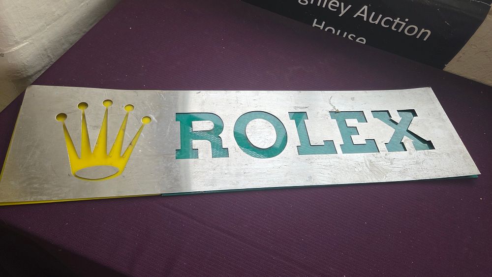 Lot 257 – A Large Rolex Dealer Commercial Advertising Sign in Brushed Metal
