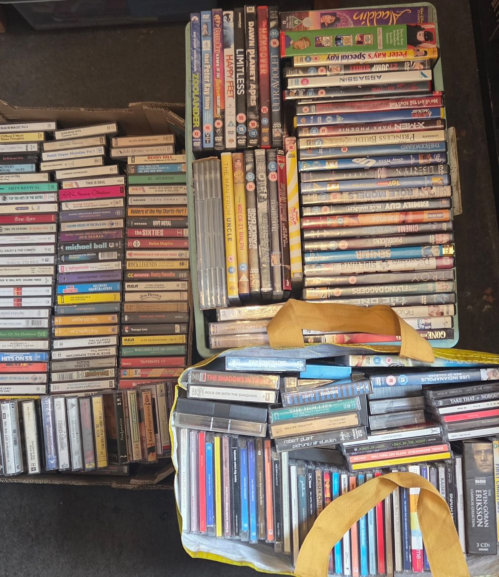 Lot 288 – An Assortment of Approximately 200 Mixed Media Items Comprising DVDs, Audio Cassettes, and Music CDs