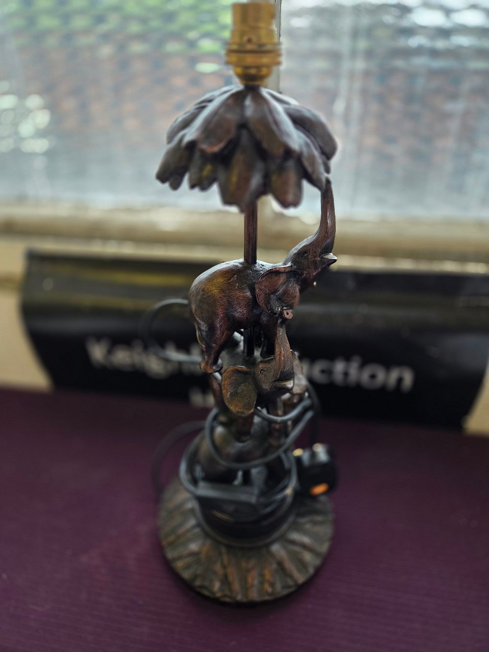 Lot 333 – An Animalier Style Table Lamp Featuring an Elephant and Tree