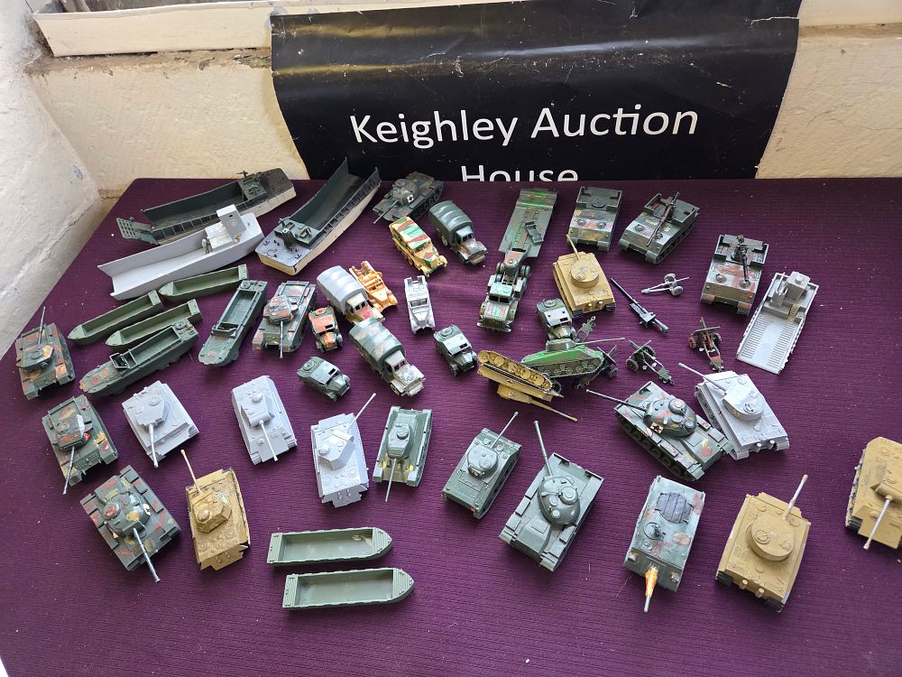 Lot 337 – A Collection of Assembled Plastic Military Vehicle Models and Landing Craft, Attributed to Airfix