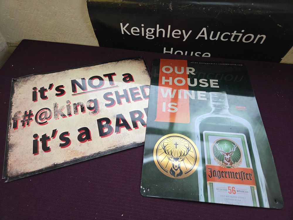 Lot 338 – Two Modern Printed Metal Novelty and Advertising Signs
