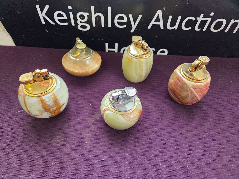Lot 614 – A Collection of Italian Onyx Table Lighters, circa 1960s