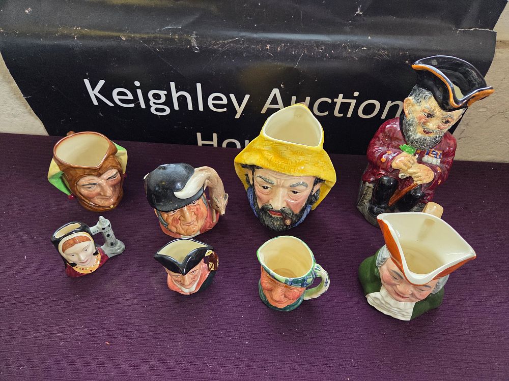Lot 616 – A Collection of Eight Character and Toby Jugs in the Style of Royal Doulton