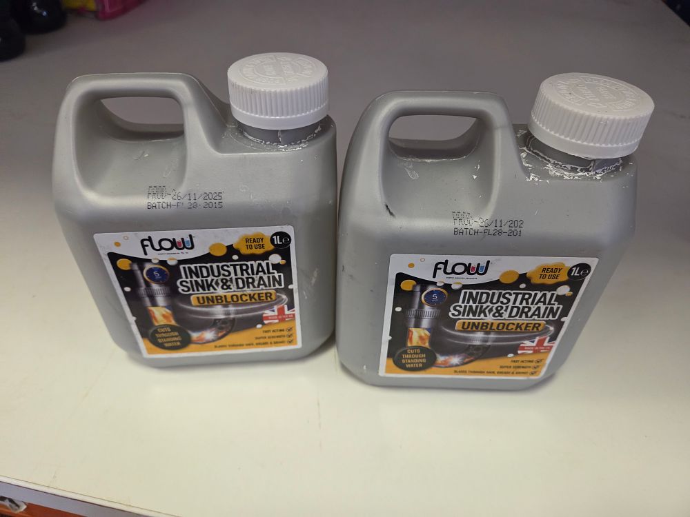 Lot 207 – A Pair of 1 Litre Flow Industrial Sink and Drain Unblocker