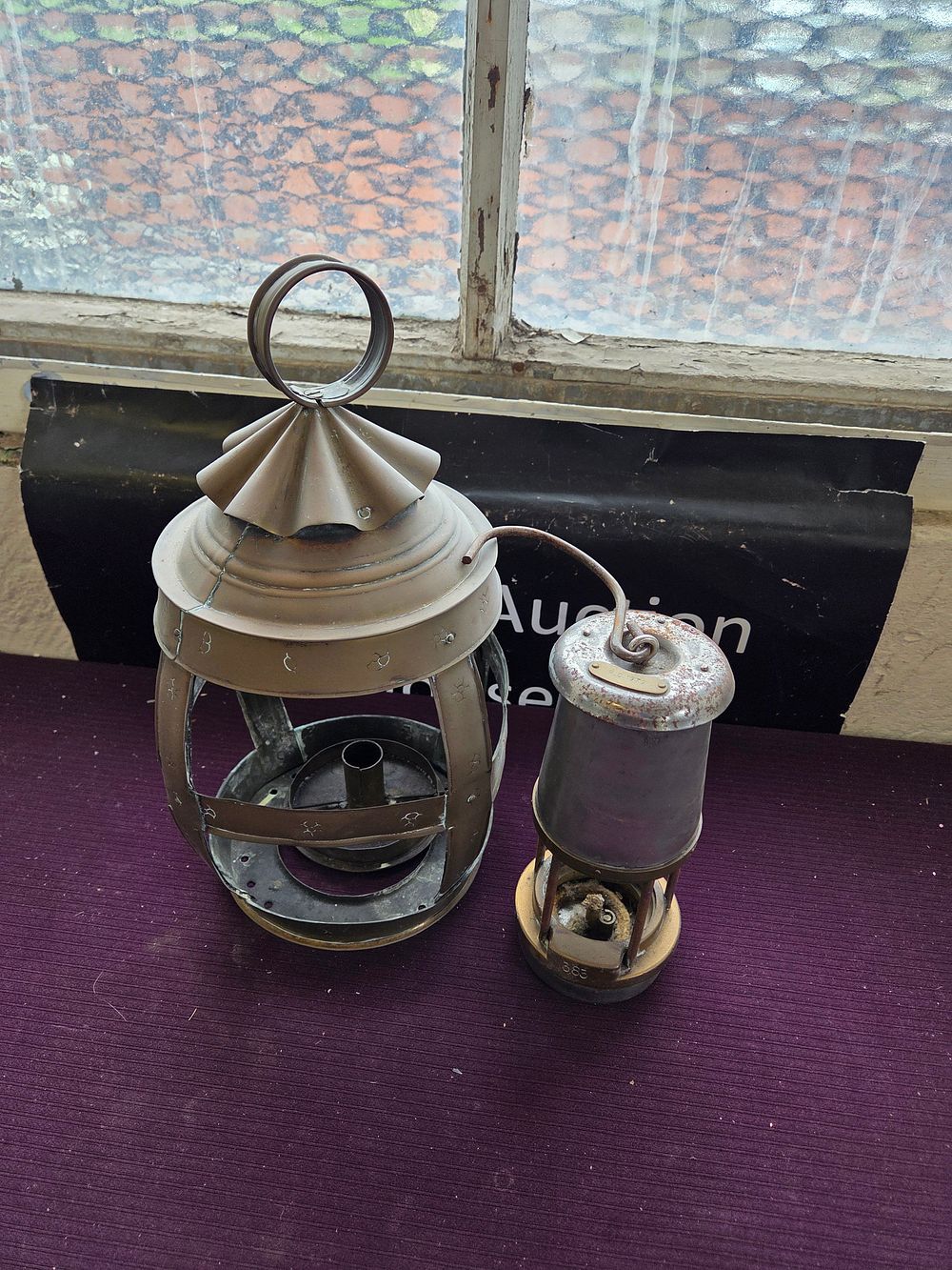 Lot 310 – A Late 19th or Early 20th Century Copper and Brass Signal Lantern with Internal Burner