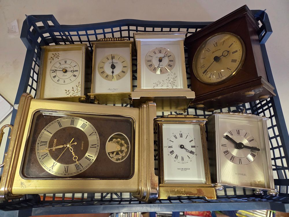 Lot 312 – A Collection of Assorted Vintage and Modern Mantel and Carriage Clocks including Examples by Schatz Metamec and Taylor and Bligh