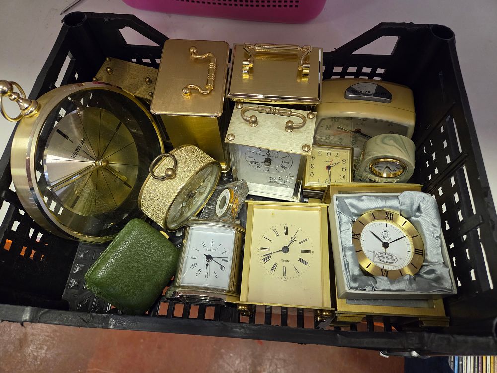 Lot 333 – An Assortment of Vintage and Contemporary Mantel, Carriage, and Alarm Clocks