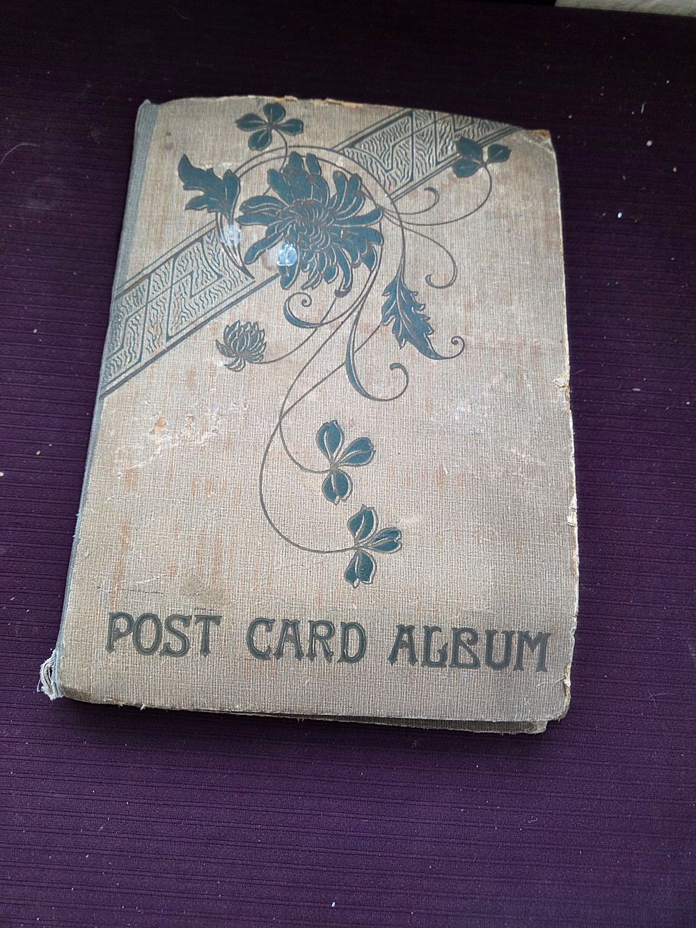 Lot 609 – Edwardian Art Nouveau Style Cloth Bound Postcard Album Containing a Collection of Topographical and Portrait Postcards