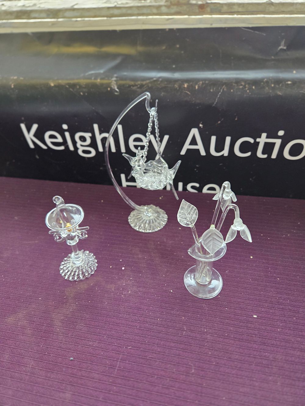 Lot 630 – A Trio of Clear Lampwork Glass Figurines