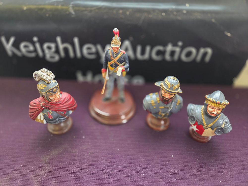 Lot 631 – A Collection of Four Hand-Painted Historical Military Miniature Figures and Busts