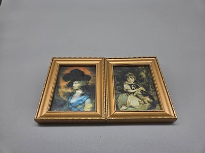 A Pair of Miniature Prints After Thomas Gainsborough and Sir Joshua Reynolds