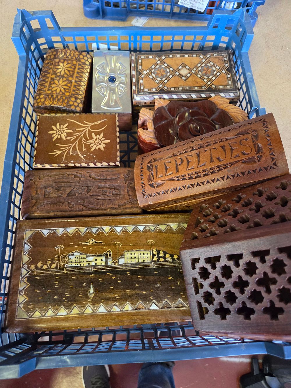 Lot 329 – An Assortment of Decorative Wooden Boxes, including Moroccan Style Inlaid and Carved Examples