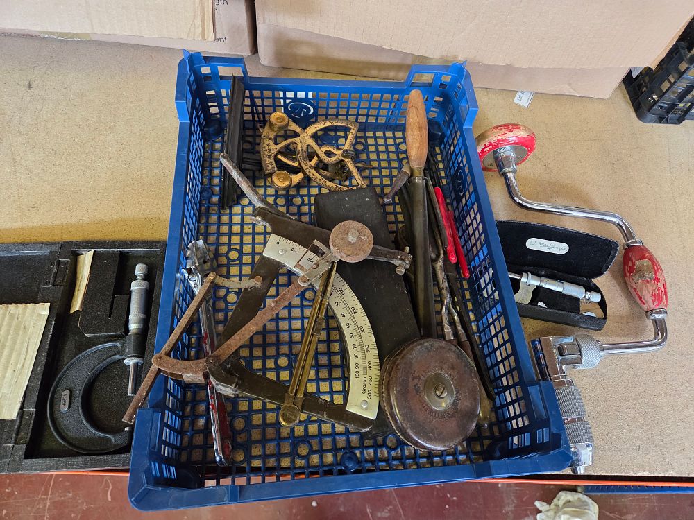 Lot 337 – An Assortment of Vintage Scientific Instruments, Precision Measuring Tools, and Hand Tools