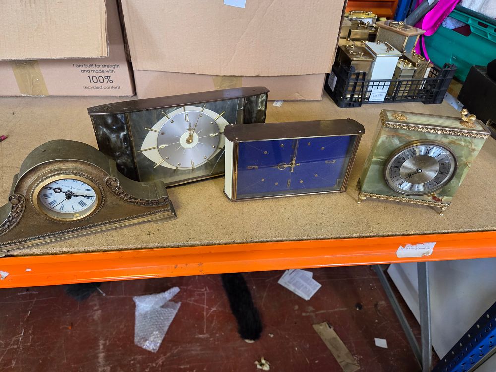 Lot 338 – An Assortment of Four Mantel and Desk Clocks including Howard Miller and Stone Cased Examples