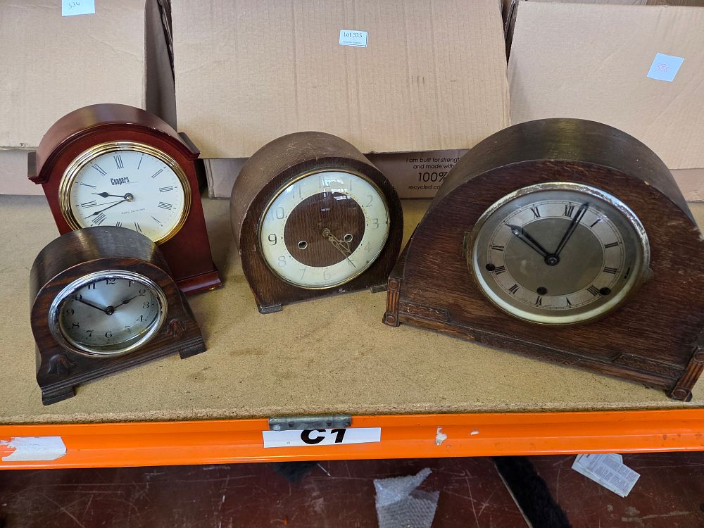 Lot 339 – A Collection of Four Assorted Wooden Mantel Clocks