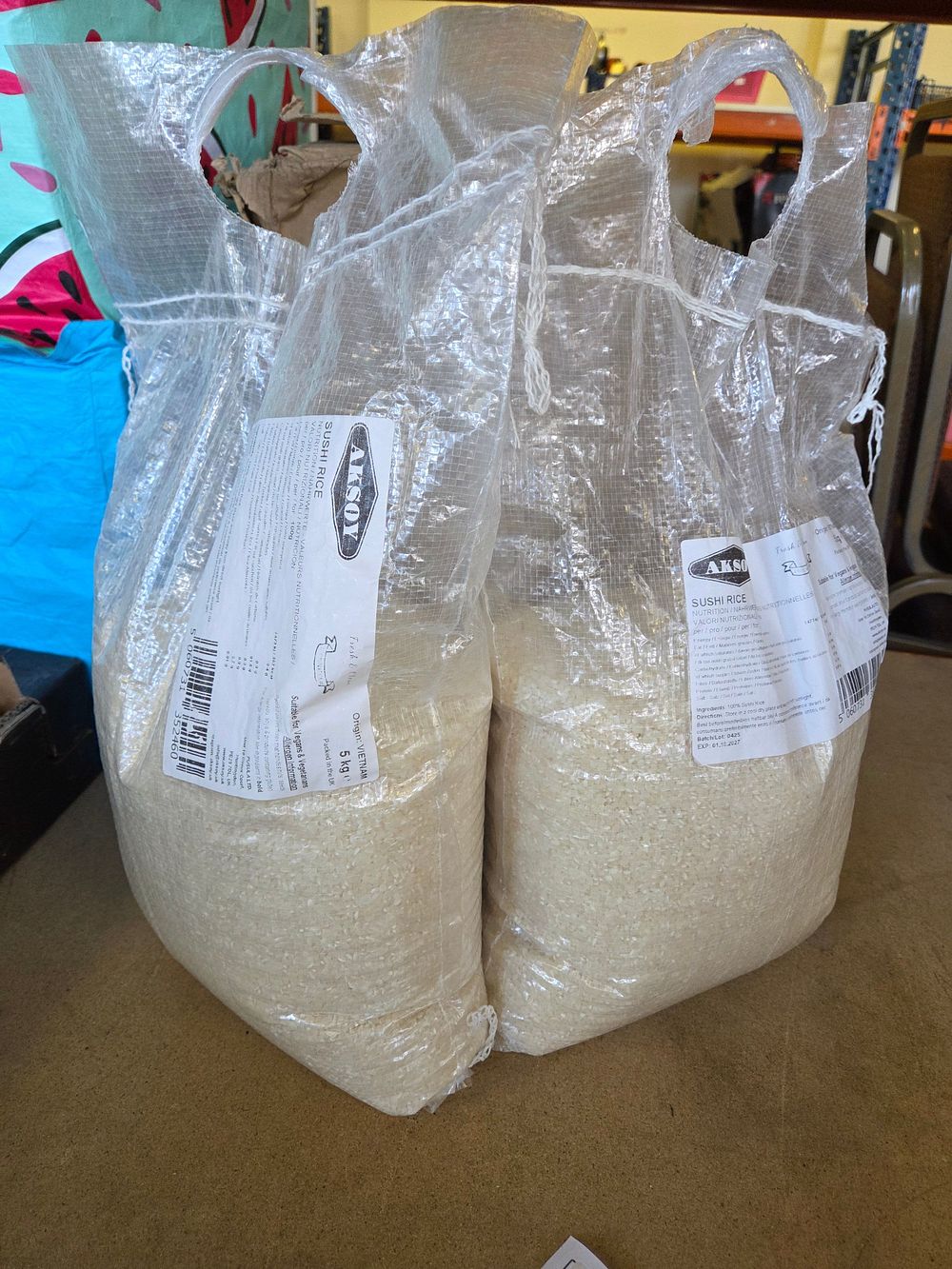 Lot 369 – Two 5kg Bags of Aksoy Sushi Rice