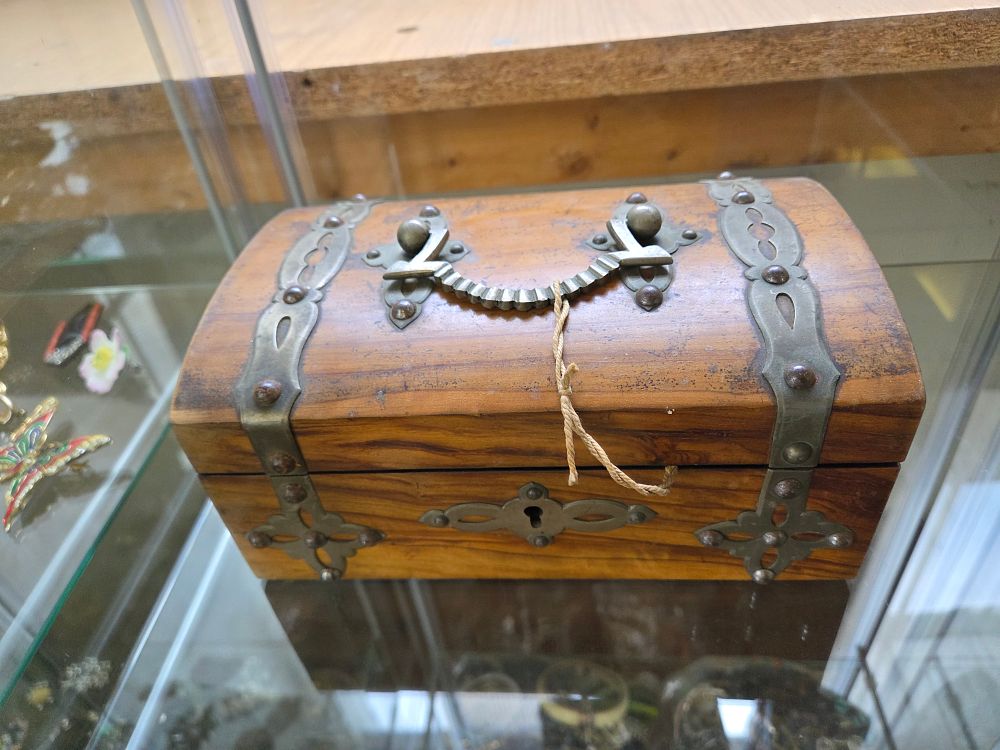 Lot 620 – A Small Cedarwood Dome-Top Casket with Brass Mounts with key