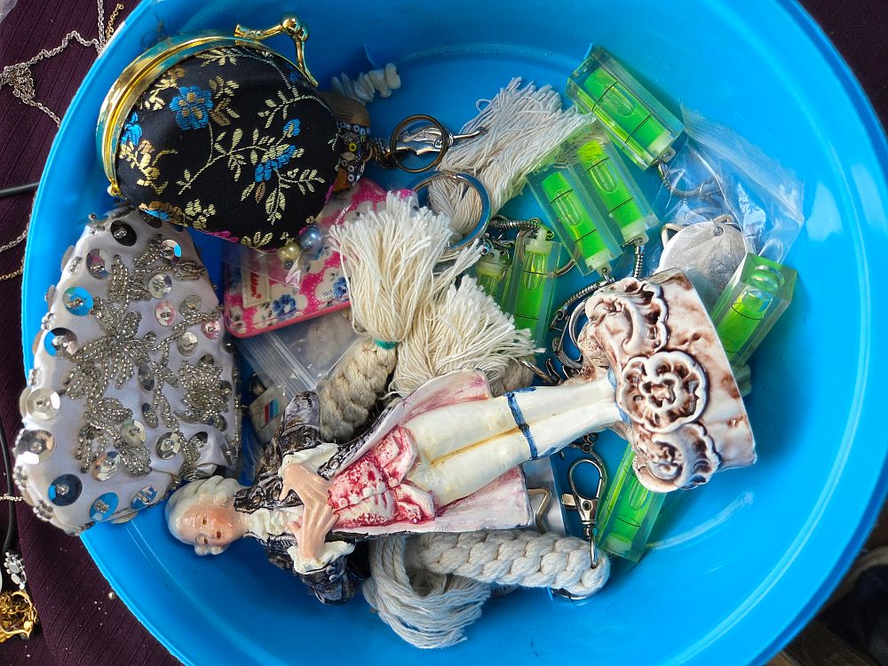 Lot 654 – A Collection of Small Decorative Items and Novelty Accessories including a Ceramic Figurine and Evening Pouches