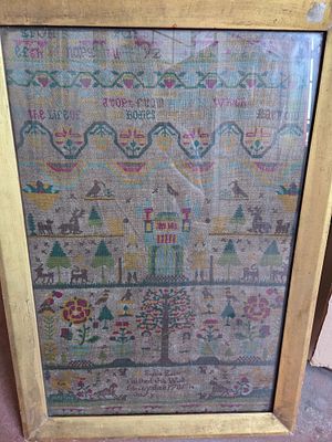 Vintage copy of a George III English needlework sampler by Sophia Earle, dated 1785