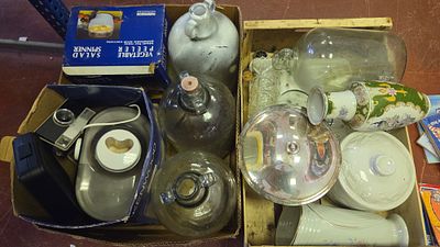 Two Boxes of Vintage Household Items, Kitchenalia, and Ceramics