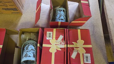 Four New Decorative Pale Blue Painted Metal Tea Light Holders