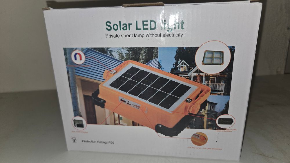 Lot 157 – Portable Solar LED Work Light with 12000mAh Battery and IP66 Rating