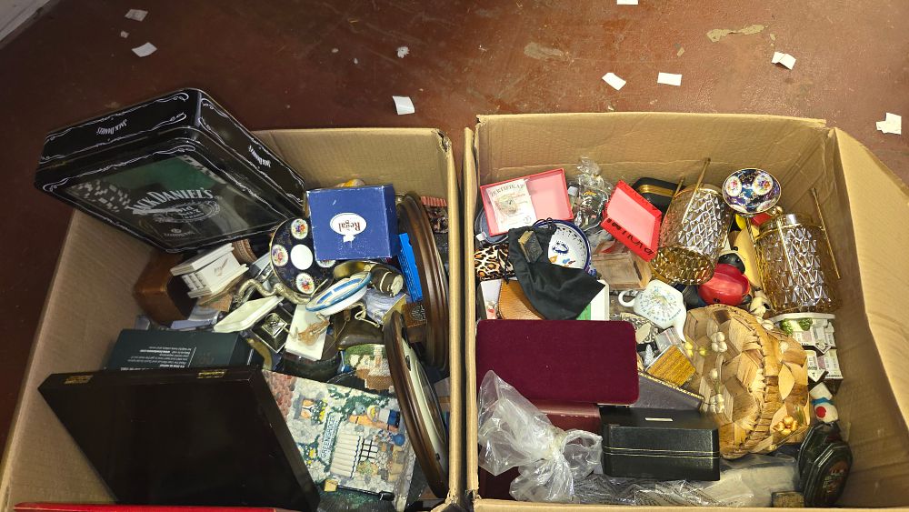 Lot 198 – Two Boxes of Miscellaneous Decorative Objects, Collectibles, and Household Sundries