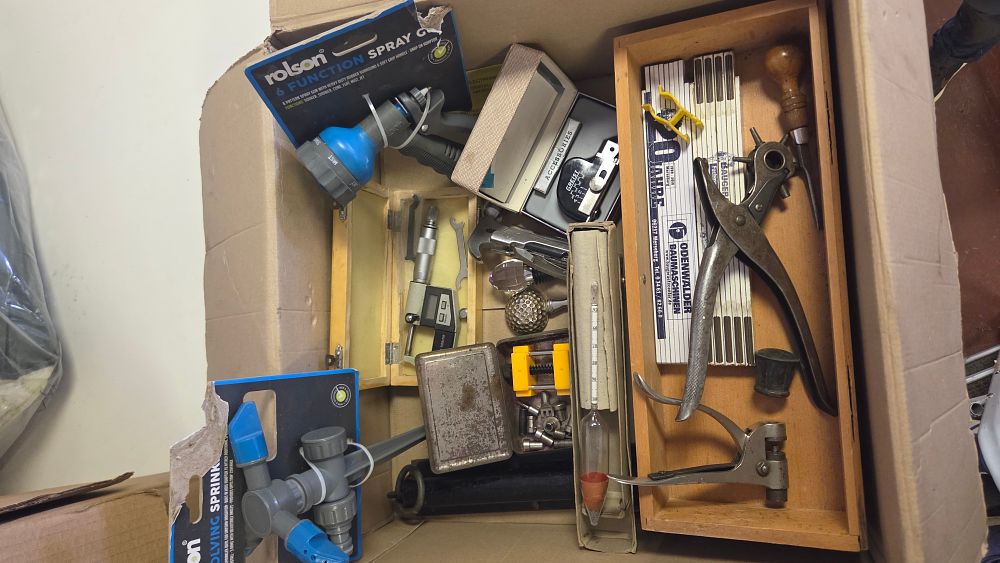 Lot 215 – A Miscellaneous Collection of Hand Tools, Precision Measuring Instruments, and Garden Equipment