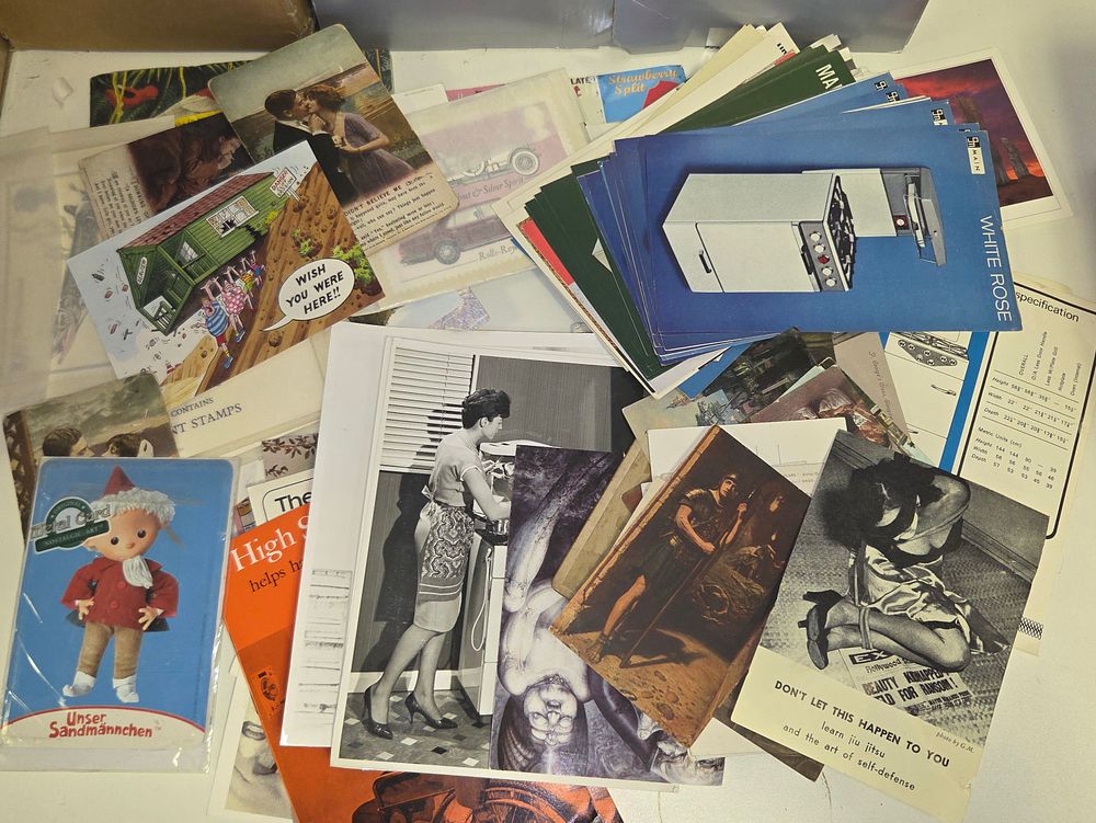 Lot 222 – An Assortment of Vintage and Mid-20th Century Ephemera Including Advertising Cards Postcards and Promotional Photography