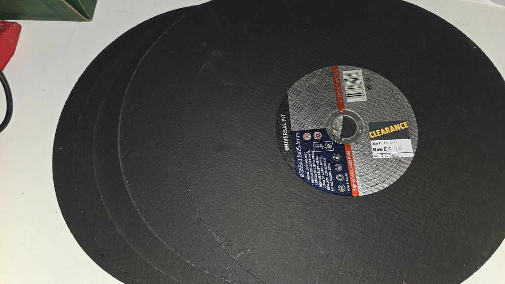 Lot 302 – Four 355mm Abrasive Metal Cutting Discs
