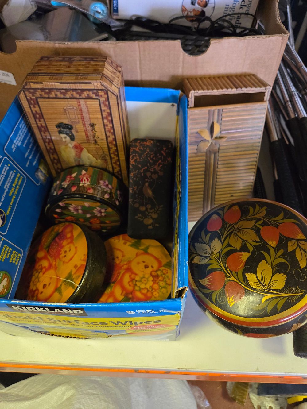 Lot 312 – A Collection of Soviet-Era and Asian Decorative Wooden and Lacquer Boxes